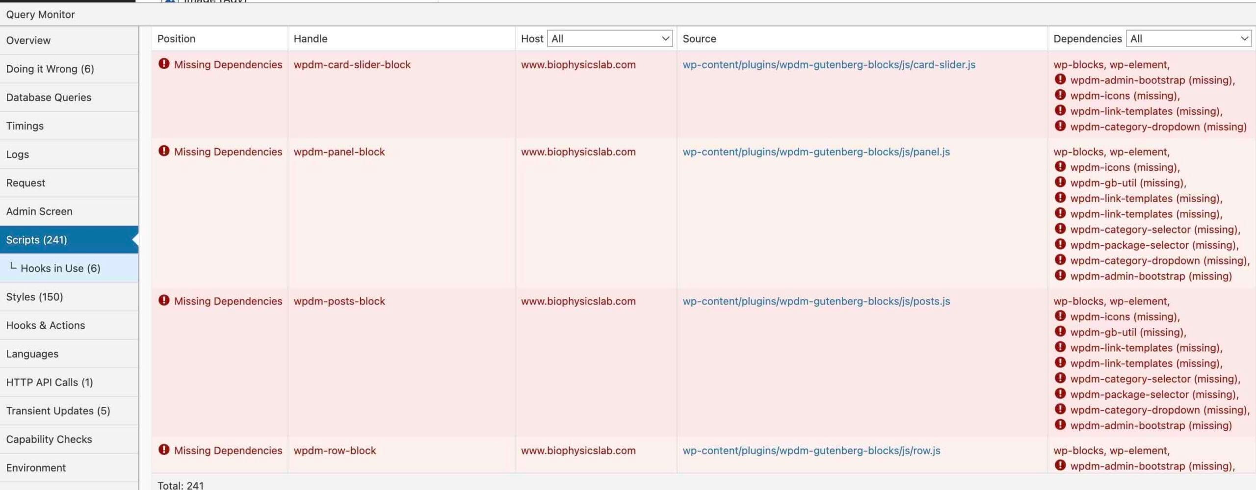 Script errors in WordPress Download Manager version 7.3.1 on my site