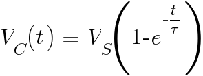 V_{C}(t)  ~=~ V_S(1- e^{-t/tau})