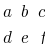 matrix{2}{3}{{a} {b} {c} {d} {e} {f}}